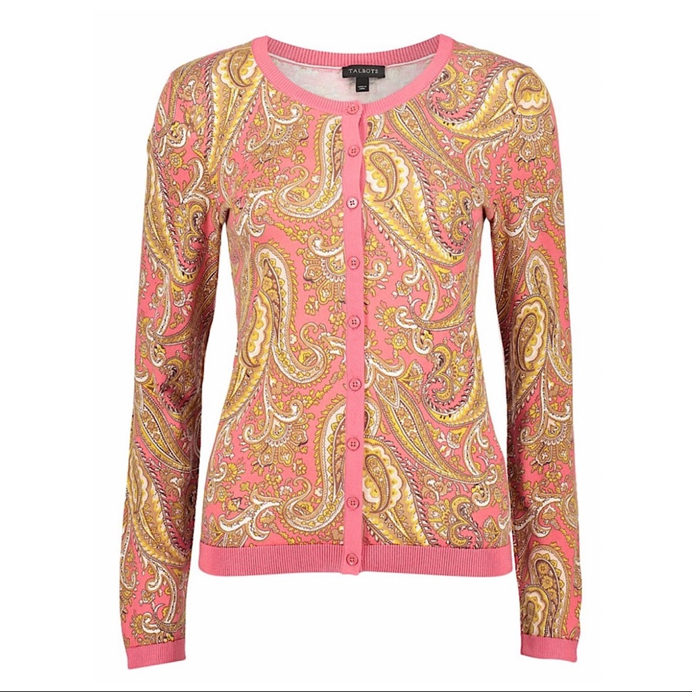 Talbots Petite Pink Paisley Sweater
